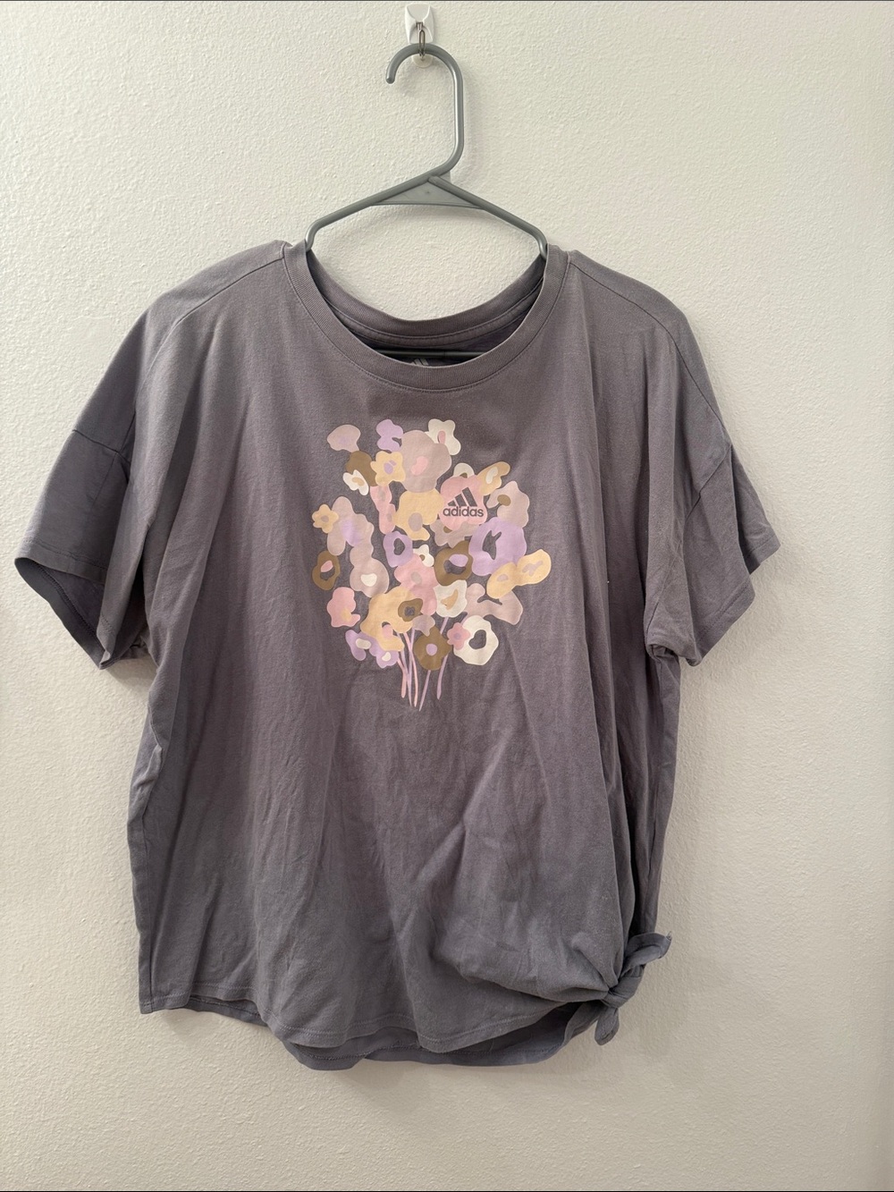 adidas Periwinkle Short-Sleeve Tee with Pastel Floral Print